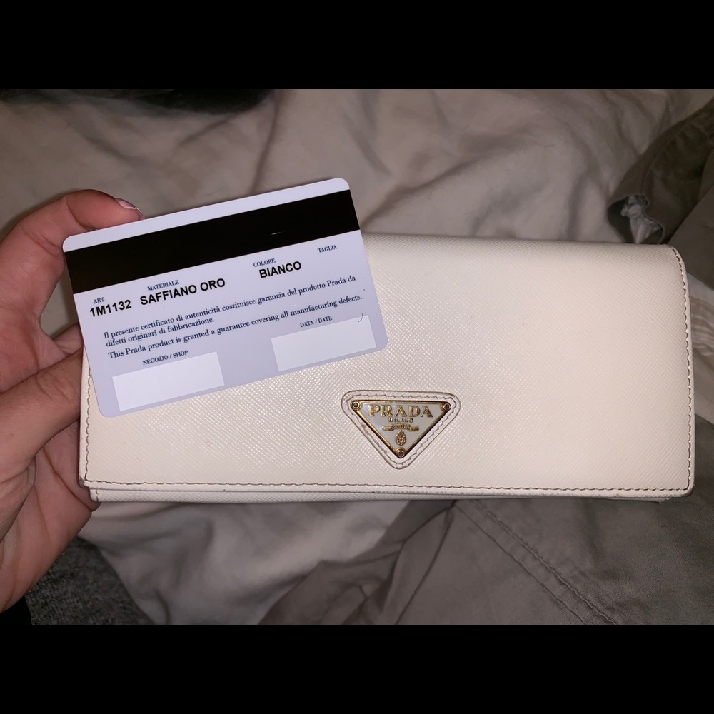Authentic white Prada wallet